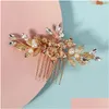 Fermagli per capelli Barrettes Pettine per fiori Forcina per sposa Lega a forma di foglia Copricapo floreale Accessori per gioielli da sposa Consegna a goccia Gioielli per capelli Otxue