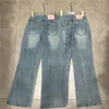 Damen-Jeans, Designer-Jeans, verwaschene Hose, lässig, Buchstaben-Stickerei, hohe Taille, gerade, schmale, dünne Hose