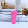 1pc/3pcs, 400ml/700ml/1,1l copo cravejado com palha de palha garrafa de água plástica de cor sólida para inverno de verão - Drinkware de viagem e presente de Natal