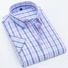 fi Men's Short Sleeve Shirt Summer Busin Casual Plaid Male Large Size Cool Brand Plaid 2024 New Arrivals Dropship F4gO#