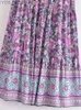 Spódnice Skorty Vintage Chic kobiety Hippie Summer Tassel Elastyczna talia Boho spódnica niebieska kwiatowa drukowana na plaży bohemian plisowana maxi yq240328