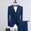 3 pièces costumes Fi nouveaux hommes Casual Boutique Busin costume / mâle couleur correspondant col Blazer veste manteau pantalon gilet ensemble g89R #