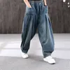 2023 nuovo allentato di grandi dimensioni denim gamba larga pantaloni Haren arte femminile con stile cinese casuali jeans cadenti Bloomers abbigliamento donna o4Uv #