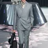 Fi One Butt Grey Men Suits Slim Fit pour mariage Boyfriend Groom Tuxedo 2 pièces Notch Revers Homme Veste avec pantalon 2023 c8As #