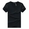 new Arrival Fin Men T-shirt Cott Short Sleeve V-neck Solid Summer Tshirt Plus Size Clothes Casual Tee Shirt Homme Tops R6Aa#