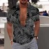 chemise hawaïenne pour hommes 2024 3D Imprimer à manches courtes Blouse Blouse Beach Holiday Tops Tees Vêtements surdimensionnés d'été Male Camisa Masculina J3KR #