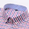 Camisa de manga corta casual de verano para hombres 100% Cott Camisa Oxford delgada Bolsillo de parche único Camisas a rayas a cuadros a tope de ajuste estándar j5OR #