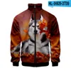 Djur söta hund husky 3d stativ krage hoodie män kvinnor blixtlås hoodies jackor lg hylsa 3d tröjor toppar droppfartyg e6sw#