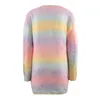 Regenbogen Tie-Dye Frauen Strickjacke Frühling Herbst Koreanische Alle Match Gestrickte Pullover Mäntel Bunte LG Sleeve Gradient Strickwaren 2024 a81Z #