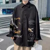 Printemps Automne Nouvelle Impression Graffiti Casual Blouse Lâche Homme Lg Manches Style Coréen Harajuku Streetwear Chemise Mâle Fi Vêtements C3ZL #