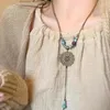 Hänge halsband handgjorda keramiska pärlor halsband bohemiska etniska fångare tröja kedja justerbart rep vintage party smycken present h9ed