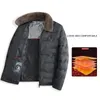 Hommes hiver Parka épaissi chaud graphène chaleur Accumulati détachable col de fourrure manteaux mâle marque vêtements vestes hommes vestes u89b #