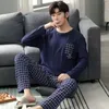 SUO CHAO Pajamas Sets For Mens Long Sleeve Round Neck Tops And Pants Print Pyjamas Nightgown Sleepwear Homewear 240314