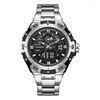 Relógios de pulso masculino relógio 2024 preto aço de alta qualidade esporte relógios de pulso LED luz Erkek Saat