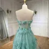 Vestidos de festa wasisi árabe turquesa sem alças apliques elegante uma linha longa vestidos de noite para casamento feminino 2024 fla72445