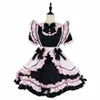 Anime gothique Lolita JSK Dr manches courtes Kawaii Bow Maid Party Dres Cosplay Chats Fille Harajuku Mignon Rose Volants Noir A1UH #
