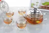 Teaware Sets 1x Tea Set -430ml Heat Resistant Glass QX Teapot With Stainless Steel Infuser & Lid 4x 80ml Double Wall Cups