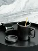 Tasses Tasse givrée Texture avec couvercle Grande capacité Tasse en céramique Café Eau Mâle Bureau Cadeau Thé