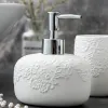 Sets Creative Bathroom Fourpiece White Embossed Pattern Bathroom Accessorie Lotion Bottle Soap Dish Mouthwash Cup Tray with Gift Box