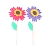 Garden Decorations 1Pc Colorful Sunflower Windmills Wooden Wind Spinners For Home DIY Kids Outdoor Activities Layout Lawn Pinwheels