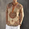Lyxiga mäns T-shirts Hawaiian skjorta Kort ärm Topp 3D-tryckkläder överdimensionerade Cardigan Apparel Retro Streetwear Men's Henley A6at#
