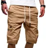 Shorts Masculinos Verão Sólidos Homens Tamanho Grande Cintura Elástica Outwear Casual Bolso Solto