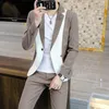 2023 Spring Splicing 2 Piece Suit Men Busin Casual Suits Streetwear Party Prom Wedding Suits Fi Blazer Trousers p3qI#