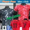 韓国サッカージャージーヘンミンニュー24 25息子カン、リーナショナルチームサッカーシャツメンズキッズキットセットアウェイメンユニフォームレッドブラックファンプレーヤーバージョン