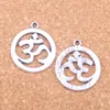 32pcs Antique Silver Plated Bronze Plated Yoga OM Charms Pendant DIY Necklace Bracelet Bangle Findings 25mm278e