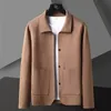 Printemps Automne Hommes Veste Tricotée Simple Luxe Fi Japon Style Busin Casual Revers Slim Fit Poche Couleur Unie Manteau Mâle m7VW #