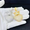 Sterling Sier smycken helt diamant Iced Out Gold Plated VVS Moissanite Heart Pendant