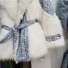 Европейская зима 2021, новая элегантная меховая теплая утягивающая куртка с жемчужными пайетками, женская уличная одежда с бисером, лоскутные парки, пальто F27S #