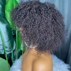 Koronkowe peruki Malezji Peruwiańskie Indian Brazylijski Naturalny kolor czarny 100% Virgin Remy Human Hair Kinky Curly Regar Peruka z kobietami Drop de Dhc0w