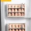 Opslagflessen Eiercontainer voor koelkast 30 rooster Grote capaciteit lade met 3 lagen handvat en tijdschaal keuken