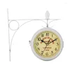 Wall Clocks Vintage Double Side Silent Clock Rotation Time Charm Decoration G5AB