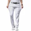 2022 Spring New Men's Stretch White Jeans Classic Style Slim Fit Soft Trousers Mane Brand Busin Casual Pants T0RB#