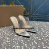 Primavera nuovo stile designer sandali da donna in PVC trasparente a punta tacchi alti in pelle estate nero argento moda sexy mezze pantofole EU35-42