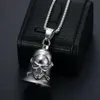 Collier avec pendentifs en forme de cloche et de crâne pour hommes, style Hip Hop Rock, en acier inoxydable, Punk, bijoux ne se décolore jamais, cadeau 237T