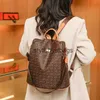 Backpack Style Shoulder Bags Fashion Designer Womens Backpack Vintage Print PU Leather Casual Anti theft Travel Girl 2023 New Backpacks H240328