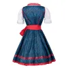 Niemcy Traditial Bavarian Oktoberfest Beer Girl Medieval Vintage Costume Wair Halen Carnival Party Lolita Dr Y025#