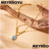 Pendant Necklaces Meyrroyu Hamsa Hand Dark Blue Enamel Necklace Fashion Zircon Inlay Lucky Neck Chain Jewelry Accessories For Women Dr Otipy