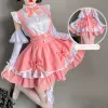 Süße Rosa Lolita Dr Japanische Kawaii Schulmädchen Maid Cosplay Kostüme Lolita Bunny Rollenspiel Halen Waitr Uniform 2023 T4b6 #