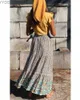 Saias Skorts Happie Queens Mulheres Bege Floral Imprimir Praia Bohemian Saia Alta Cintura Elástica Rayon Algodão Boho Maxi Femme YQ240328