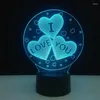 Décoration de fête 3D amour coeur forme lampe à LED veilleuse maison mariage bricolage 7 couleurs changeantes Table tactile amoureux Couple cadeaux