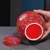 Bottiglie di stoccaggio Vaso di fiori dipinto a smalto moderno Serbatoio di tè sigillato Scatola a prova di umidità Contenitore di chicchi di caffè di caramelle Decorazione