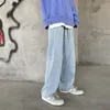 2024 primavera nuovo stile Baggy Jeans dritti per gli uomini elastico in vita pantaloni larghi a gamba larga stile coreano pantaloni in denim Fiable e4zV #