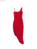 Grundläggande casual klänningar Pure Color Sexig slits lång kjol drapera en-axel aftonklänning yq240328