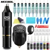 1set Wireless Tattoo Kit Complete Pen Machine With 1500mAh LED Cordless Power Supply For Professionals Artists 240322