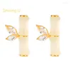 Studörhängen som lyser U S925 Silver Kinesisk stil Bambu Hetian Jade for Women Fine Jewelry Gift