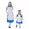 Halen Alice i Wderland Carnival Blue Party Dr Sissy Maid Lolita Parent-Child Beer Maid Cosplay Costume 75ed#